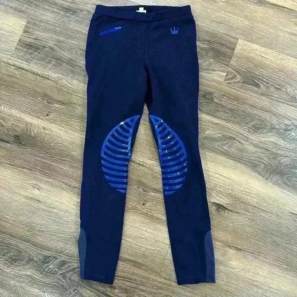 HR Farm Equestrian Riding Pants Girls SZ 10 Navy/Blue 65% Cotton,25%polyester